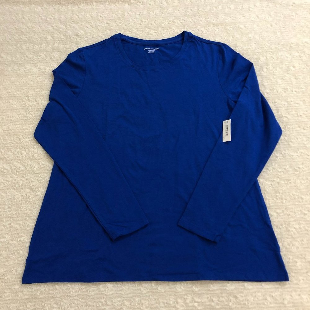 NWT, Amazon Essentials, XXL, Blue, Long Sleeve, Crew Neck, T-shirt